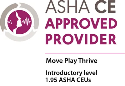ASHA logo showing approval for Speech Lanuage professionals, continuing education course, Brain and Sensory Foundations